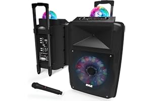 Pyle Wireless Portable PA Speaker System - 700 W Battery Powered Rechargeable Sound Speaker and Microphone Set with Bluetooth MP3 USB Micro SD FM Radio AUX 1/4" DJ lights - For PA / Party