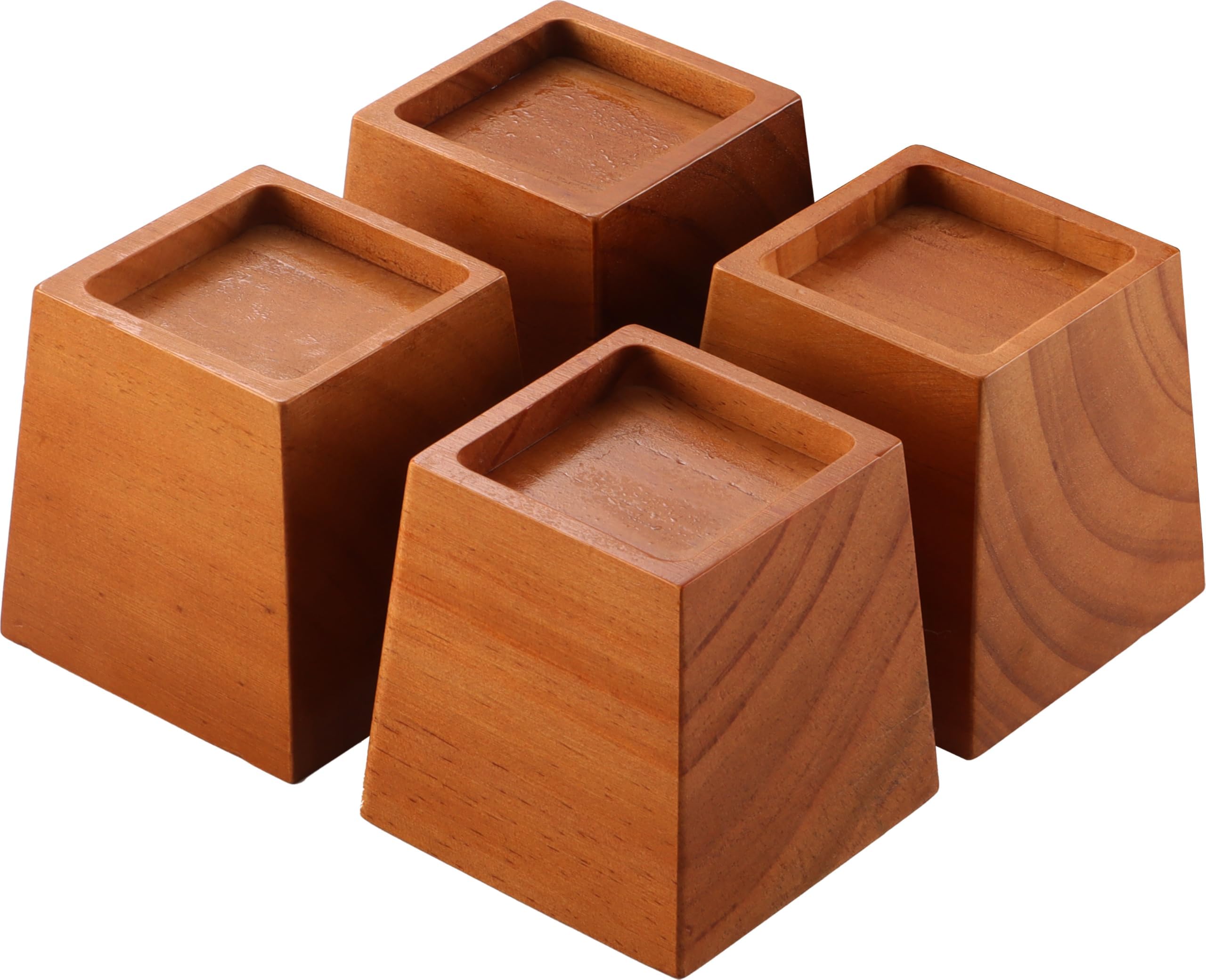 Photo 1 of Lufia Wood Bed Risers 4 Inch, Premium Pine Furniture Risers - Sturdy, Stylish and Space Saving 4" Bed Lift for Sofa, Desk and More - 4-Pack (Brown Wood, 4 Inch)