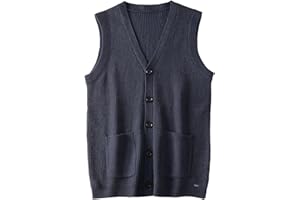 ZHILI Men's Sweater Vest V-Neck Sleeveless Knitted Cardigan DXL Big and Tall Vest