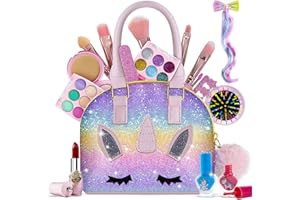 Beayuck Kids Makeup Kit for Girl-Washable Makeup for Kids with Colorful Unicorn Bag,Toddler Girl Toys Pretend Makeup Beauty Set Toys, Birthday Gifts for Girls at The Age of 3,4,5,6,7,8,9,10