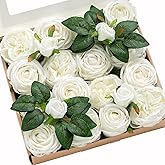 Ling's moment Artificial Flowers Silk Austin Roses Silk Flowers Fake Roses w/Stem for Wedding Bouquets Centerpieces Party Home Decoration