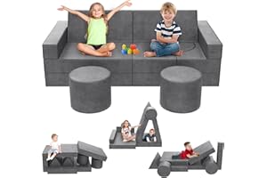 ITEFDTUTNE 13pcs Modular Kids Play Couch, 1000+ DIY Creativing Kids Couchs Building Fort for Playing, Sectional Couch for Children, Convertible Foam and Floor Cushion for Boys and Girls