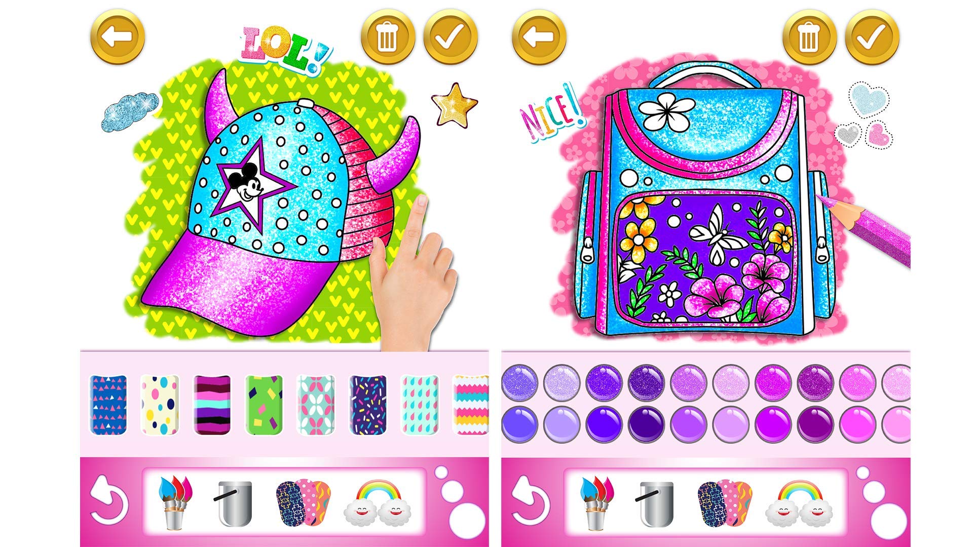 Glitter dress coloring and drawing book for