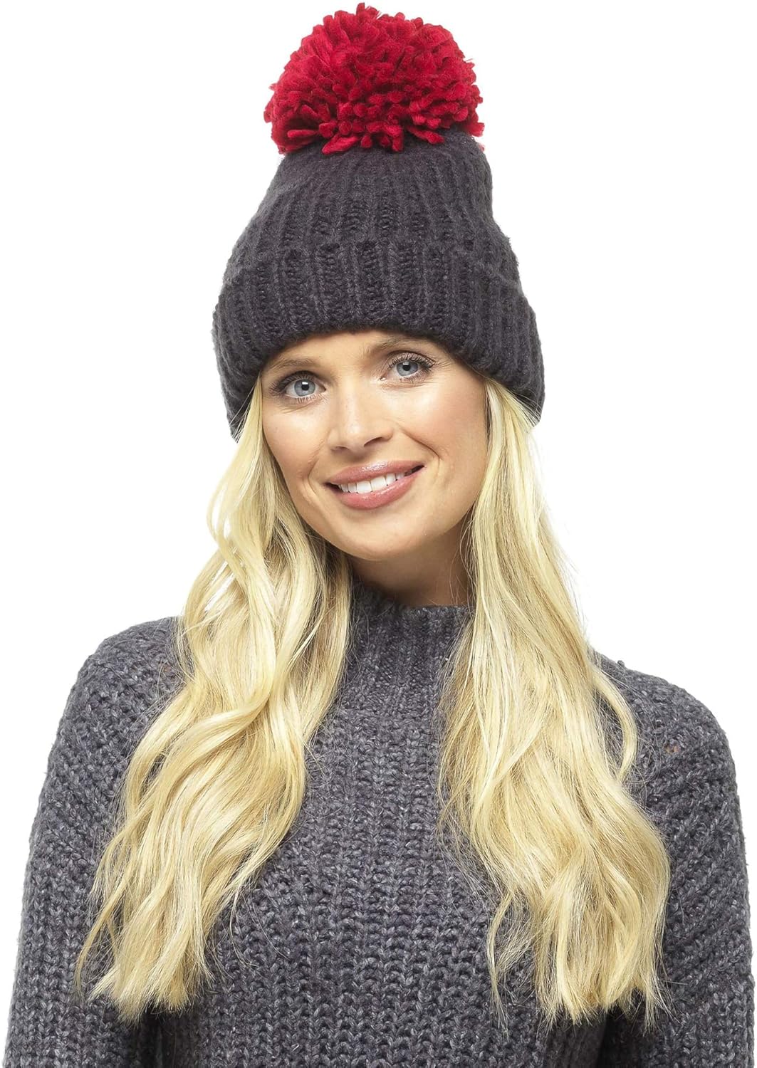 ladies large pom pom hat