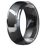 ThunderFit Men's Step Edge Silicone Rings, 10mm