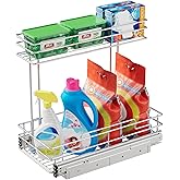 STORKING Under Sink Organizer 9" W X17 D, Pull Out Cabinet Organizer 2 Tier, Under Sink Slide Out Chrome Plated, Under Kitchen Bathroom Organizer, Pantry Cabinet Closet Organization Rack, 1 Pack