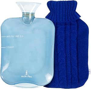 Arctic Flex Hot Water Bottle - Heat Up and Refreezable Cold Pack - XL Rubber Compress with Cover - Portable, Reusable, Reheatable and Transparent Ice Bag - Therapy Heating Pad - Warming Pain Relief