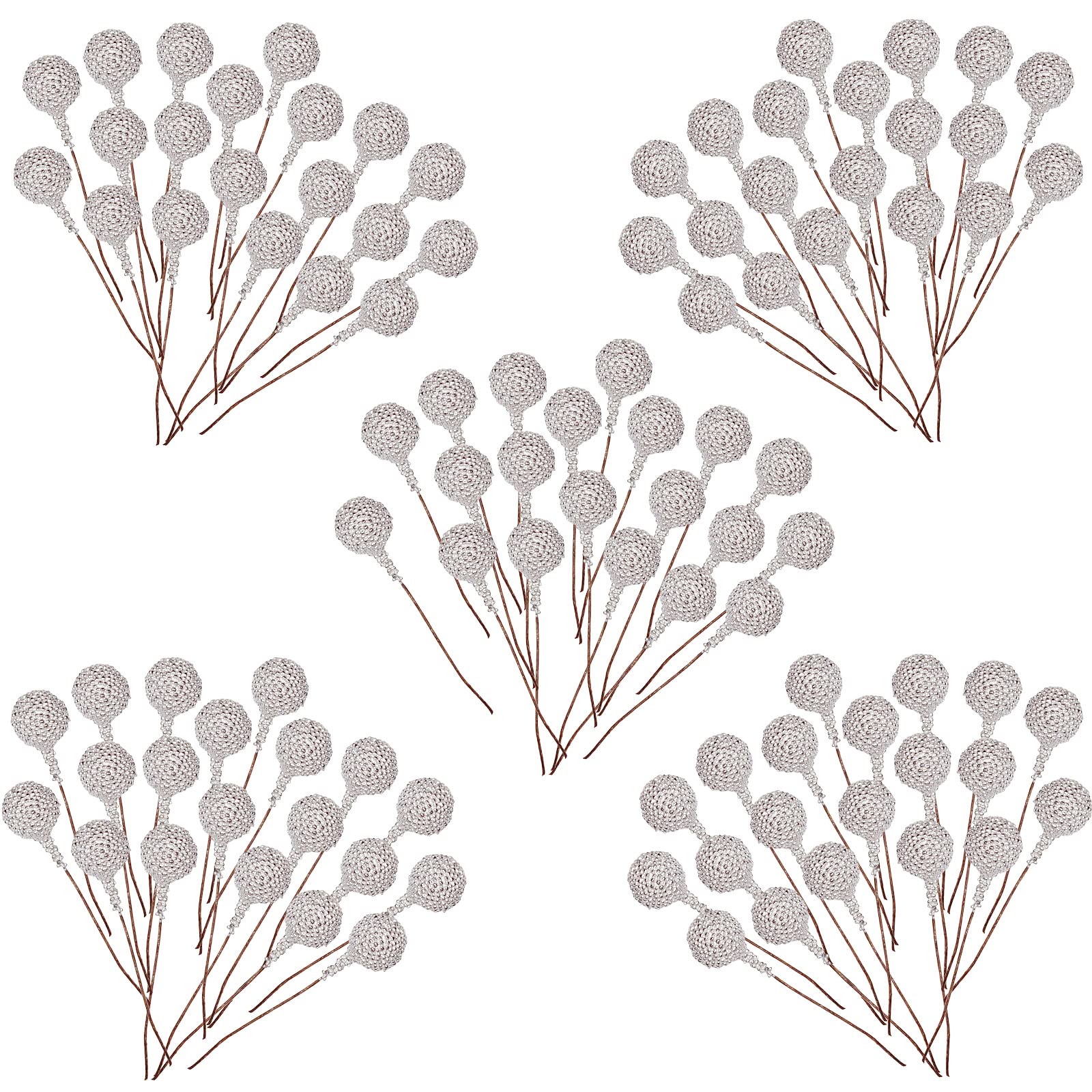 100 Pcs Christmas Holly Berries Artificial Frosted Silver Holly Berries,Christmas Berries Silver Berry Stems for Wreath Decorations Craft Christmas,Xmas Tree,Garland DIY Craft Party Decor Wire Berries