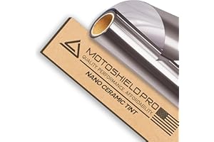 MotoShield Pro 50% VLT Nano Ceramic Window Tint for Car 24” in x 10’ ft 2PLY Roll High Heat Rejection & Glare Reduction Auto Tint Privacy Film, Rejects up to 99% IRR, 99% UV Blocking, Easy DIY Shrink