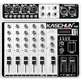 Kaschun 8-Channel Audio Mixer, Bluetooth Sound Board with USB MP3 Input | Compact Mixer Board with 48V Phantom Power, Monitoring, Effects, for Karaoke, Podcast, Live Stream, Home Recording &amp; DJ