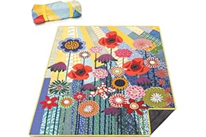 Wruzbxcn Picnic Blanket Waterproof Picnic Beach Blanket Waterproof Sandproof Foldable Portable Travel Large Floral Picnic Blanket for Outdoor Camping,Beaches,Parks-Floral 80" X 60"