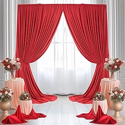 Red Backdrop Curtains 2 Panels-Wrinkle-Free