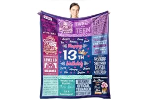 Wisegem 13th Birthday Gifts for Girls - 13 Year Old Girls Gifts 60"x50" Blanket - Best Presents for 13 Year Old Girl - Happy 13th Birthday Teen Girl - Official Teenage 13 Gift Ideas Bday Decor for Her