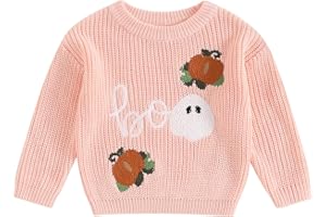 HOANSELAY Halloween Baby Clothes Ghost Embroidery Sweater Knitted Pullover Sweatshirt Tops Toddler Fall Halloween Outfits