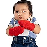 Funky Junque Baby Mittens Fleece Lined No Thumb Soft Double Layer Knit Gloves for Infant Newborn Boy Girl - Red