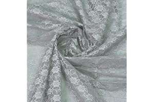 MDS-MEGADECORSUPPLY MDS Pack of 5 Yard Long x 55” Wide Lace Fabric, Floral Pattern Vintage Rachelle Lace Trim Fabric Bolt by Yard for Wedding Bridal Dress Fashion Crafts DIY Party Home Decor Multipurpose - Silver Gray