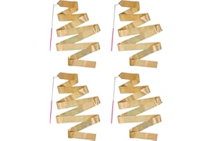 HiUnicorn 4PCS Sparkly Dance Ribbon for Kids Girls Princess Mermaid Ballet Ballerina Gymnastics Birthday Party Favors Decorations, Twirl Streamer Ribbon Dancer Wands for Class Talent Shows