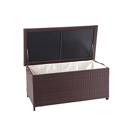 Mendler Poly-Rattan Kissenbox HWC-D88, Gartentruhe Auflagenbox Truhe ~ Premium braun, 51x100x50cm 170l