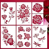 Rose Stencil Rose Stencils for Painting | Flower Stencils Reusable Floral Stencil for Wood Wall Furniture Fabrics DIY Crafts Decor