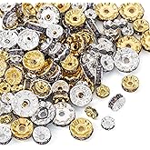 Craftdady 120Pcs Rhinestone Spacer Beads European Rondelle Bead Crystal Shiny Beads Golden Black Wavy Edge Loose Bead 6mm-12mm for Crafts DIY Bracelet Necklace Earring Jewelry Making