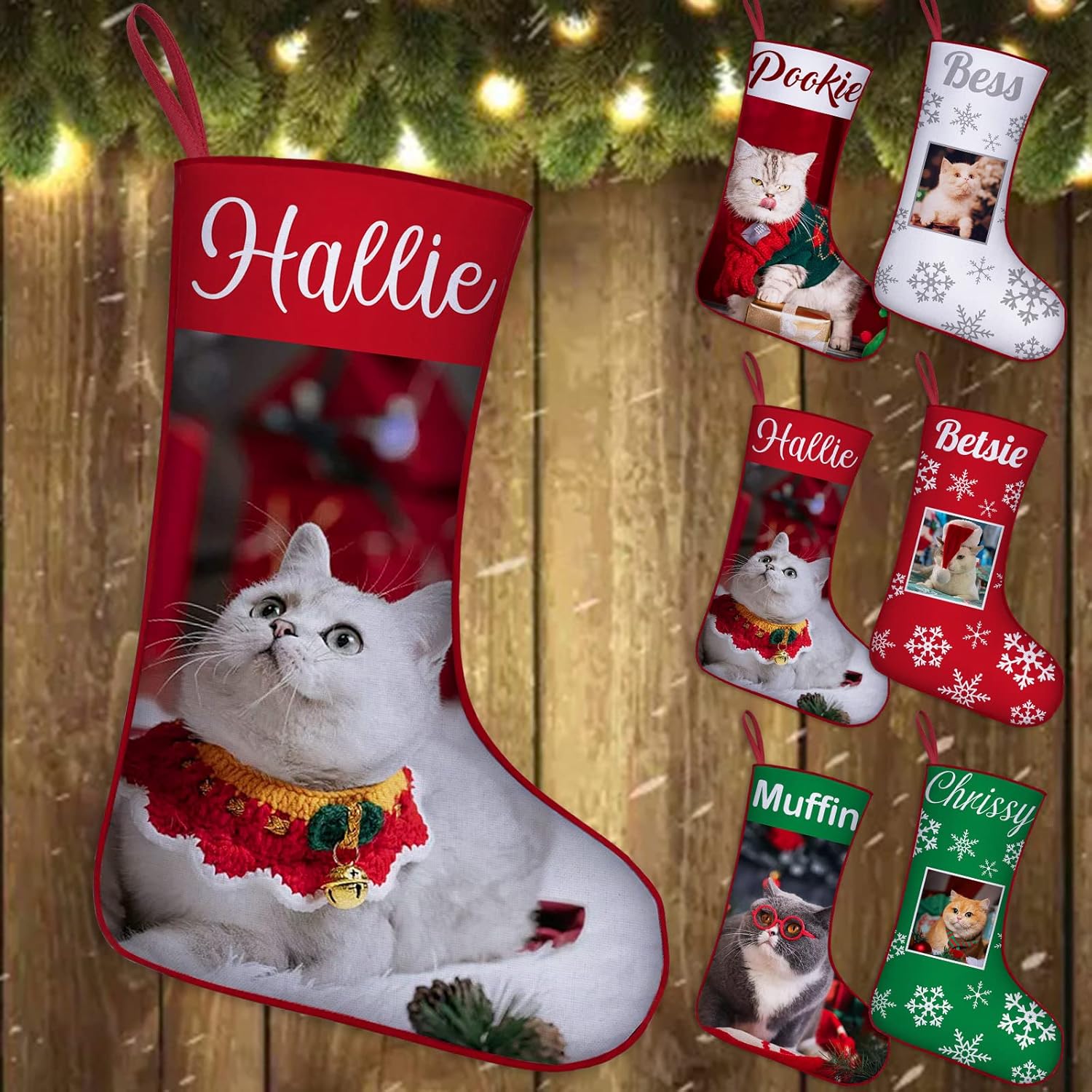 Stockings & Holders - SRdrew Cat Breed Stockings Christmas Personalized Photo Picture Custom Christmas Stocking for Cats Pets with Name Customized Holiday Xmas Decor Gifts
