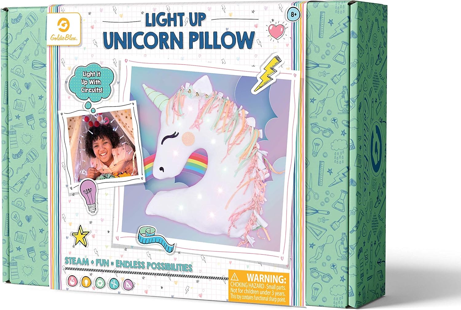 goldieblox light up unicorn pillow