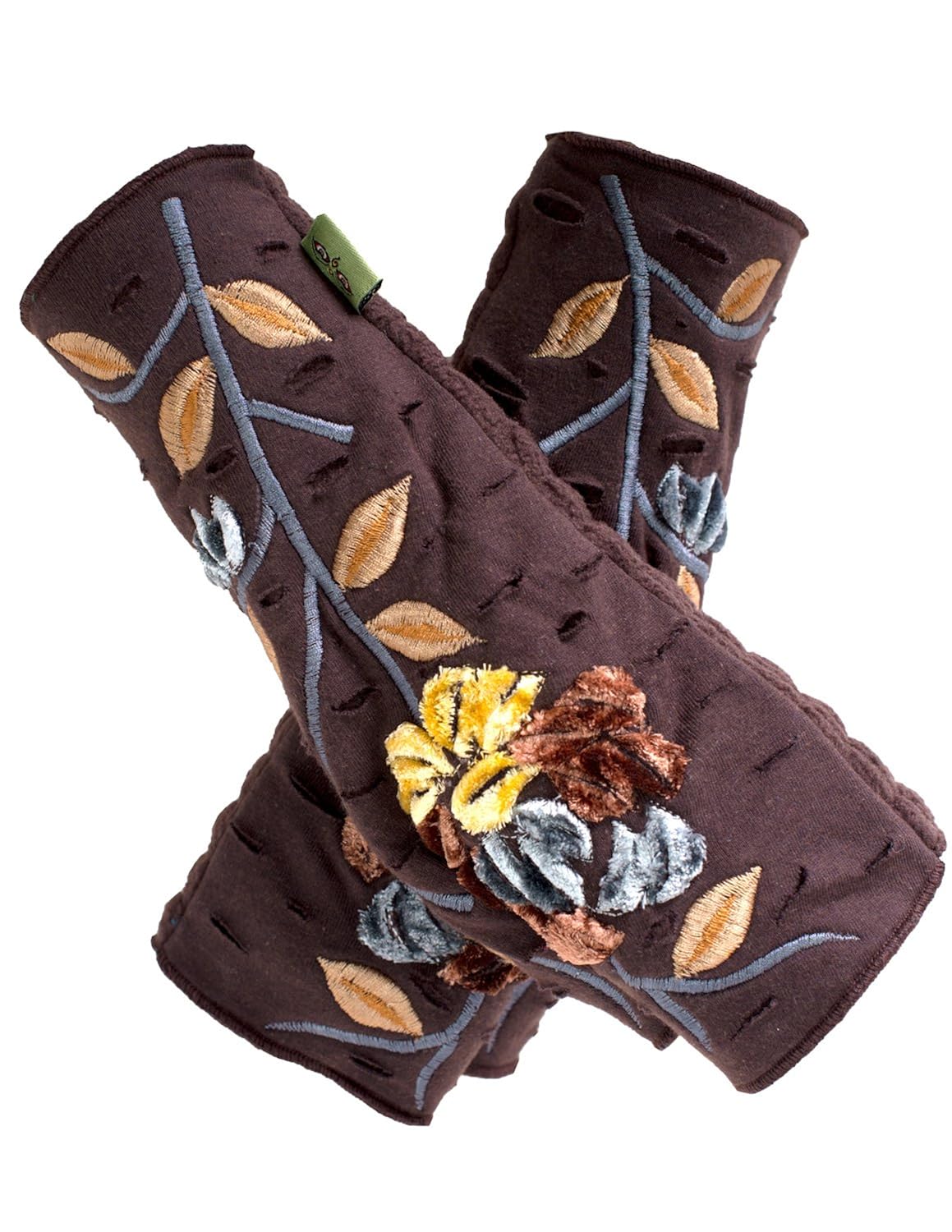 Vishes bestickte Handstulpen aus Samt alternative Bekleidung