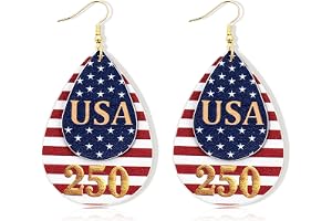 Trinckle 250 周年纪念美国商品 7 月 4 日耳环,7 月 4 日耳环女士搭配美国 250 衬衫作为爱国珠宝,红白蓝珠宝作为独立日配饰