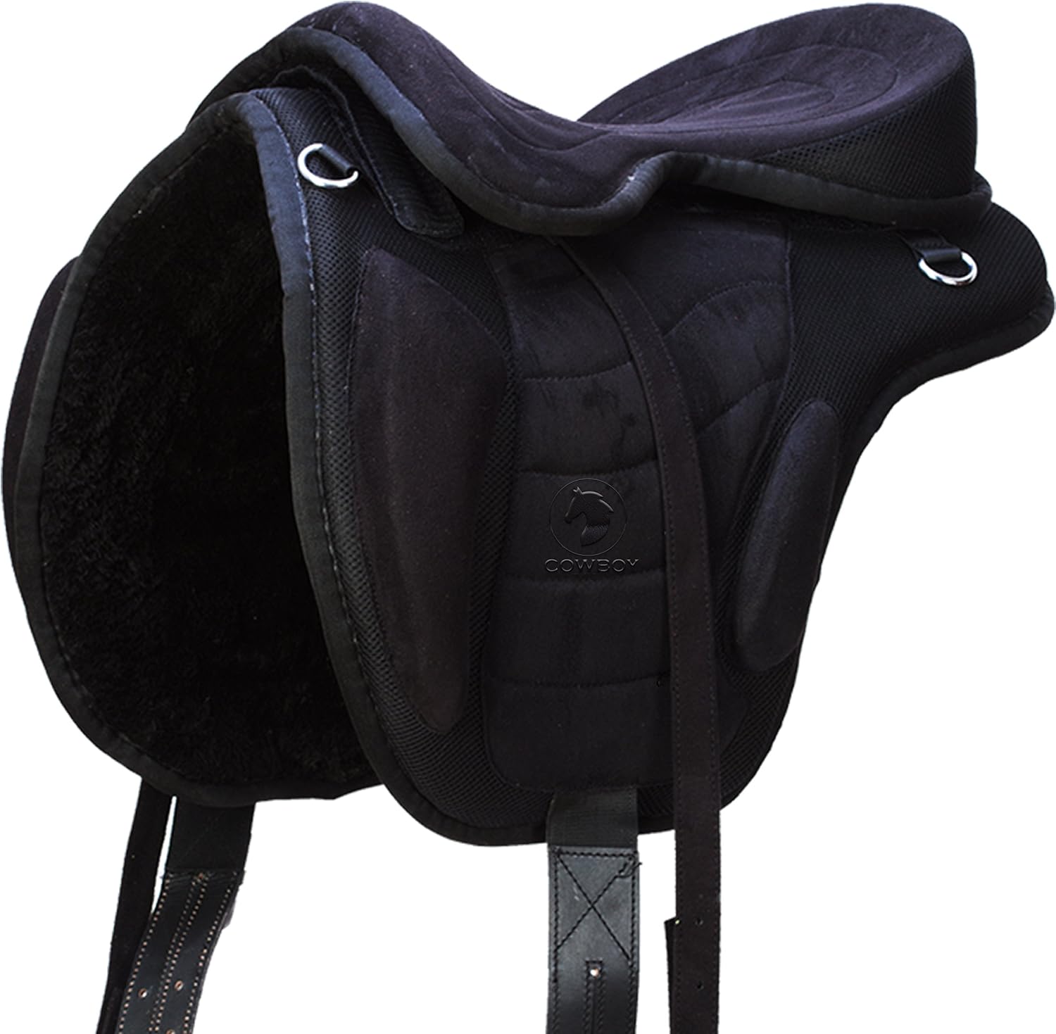 Cowboy Freemax Treeless Synthetic Horse Saddles (Black, 16 Inches Seat