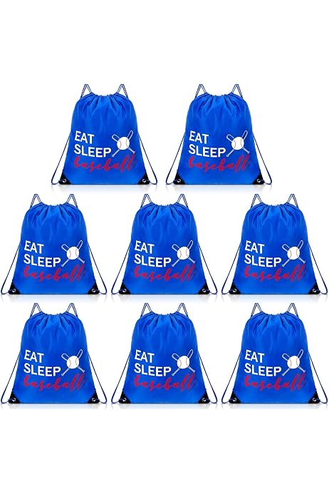Eat Sleep Baseball Cinch Sack - Royal Blue Drawstring Backpack For Sports - View #6