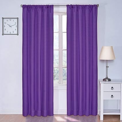 Eclipse Blackout Curtains For Bedroom Kendall 42 X 63 Insulated Darkening Single Panel Rod Pocket Window Treatment Living Room Purple