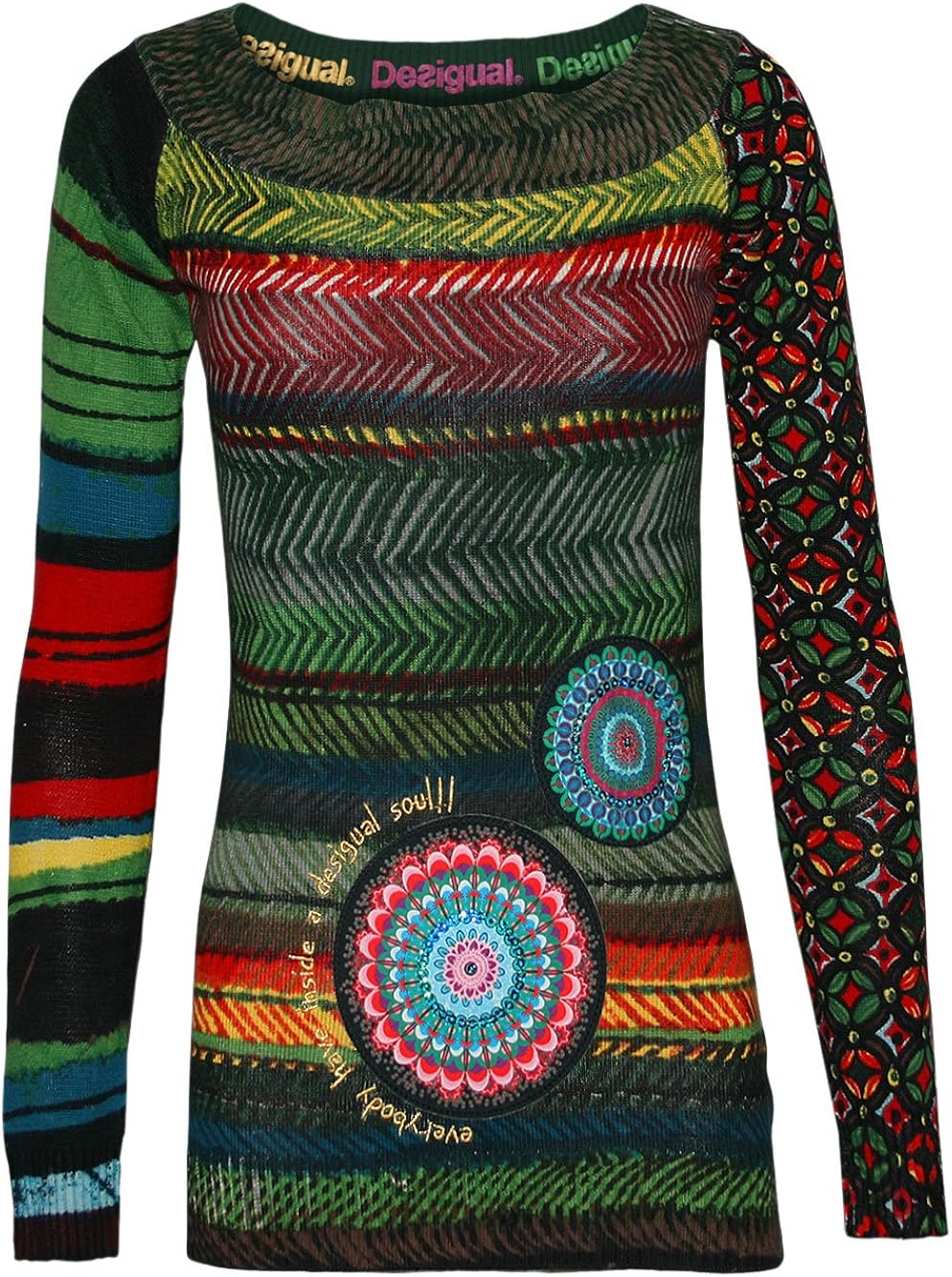Pull Desigual Gris - Taille XL (42) - Manches Longues, Occasion En Très Bon état