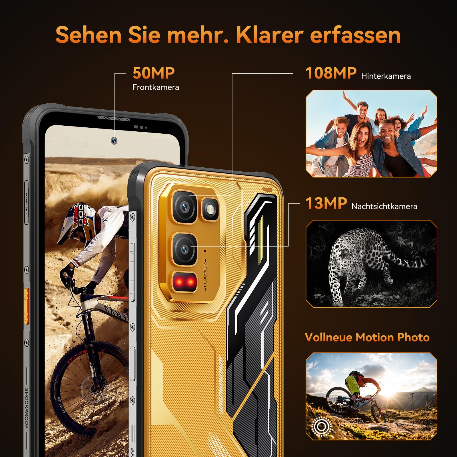 Blackview Fort 5 Outdoor Smartphone, 108MP+50MP+13MP Nachtsicht, 248g/10.7mm Ultra-Thin Android 16 Outdoor Handy Ohne Vertrag, 36GB+256GB/2TB Baustellenhandy, 6.78'' 120Hz, MTKG100, IP69K/ NFC/700Nits 4