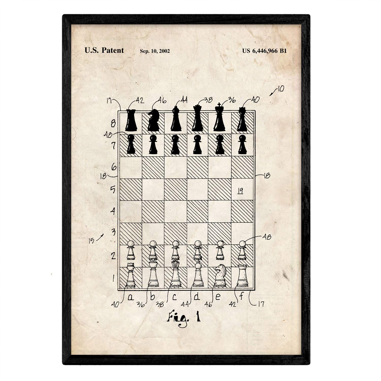 Nacnic Poster Board with patent and chips. Sheet with old design patent in A3 size and vintage background