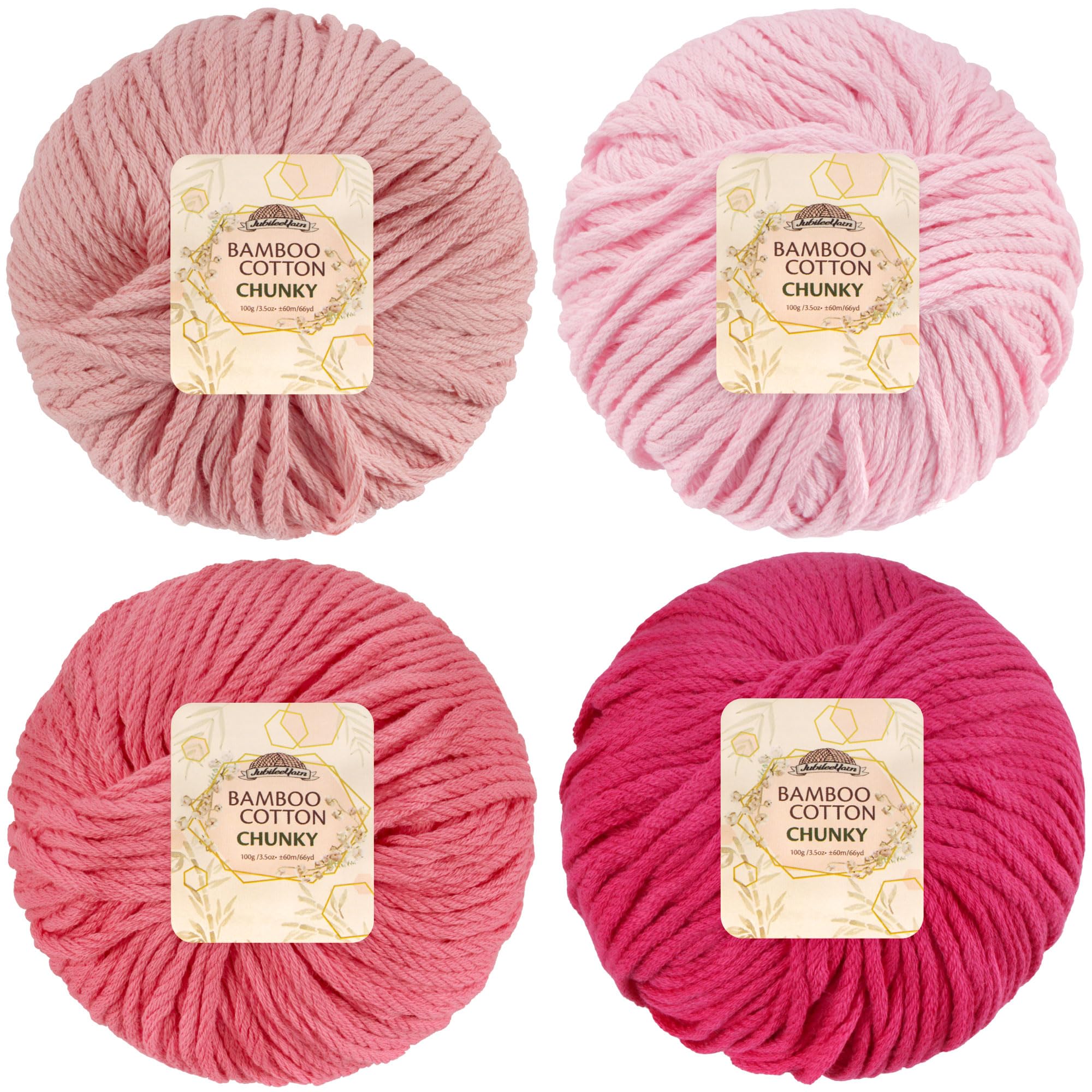JubileeYarn Bamboo Cotton Chunky Yarn - 100g/Ball - Shades of Pink - 4 Balls — image 1