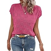 SHEWIN Womens Spring Tops for Women Casual Crewneck Short Sleeve Shirts Cap Sleeve Knit Sweater Vest Summer Tops