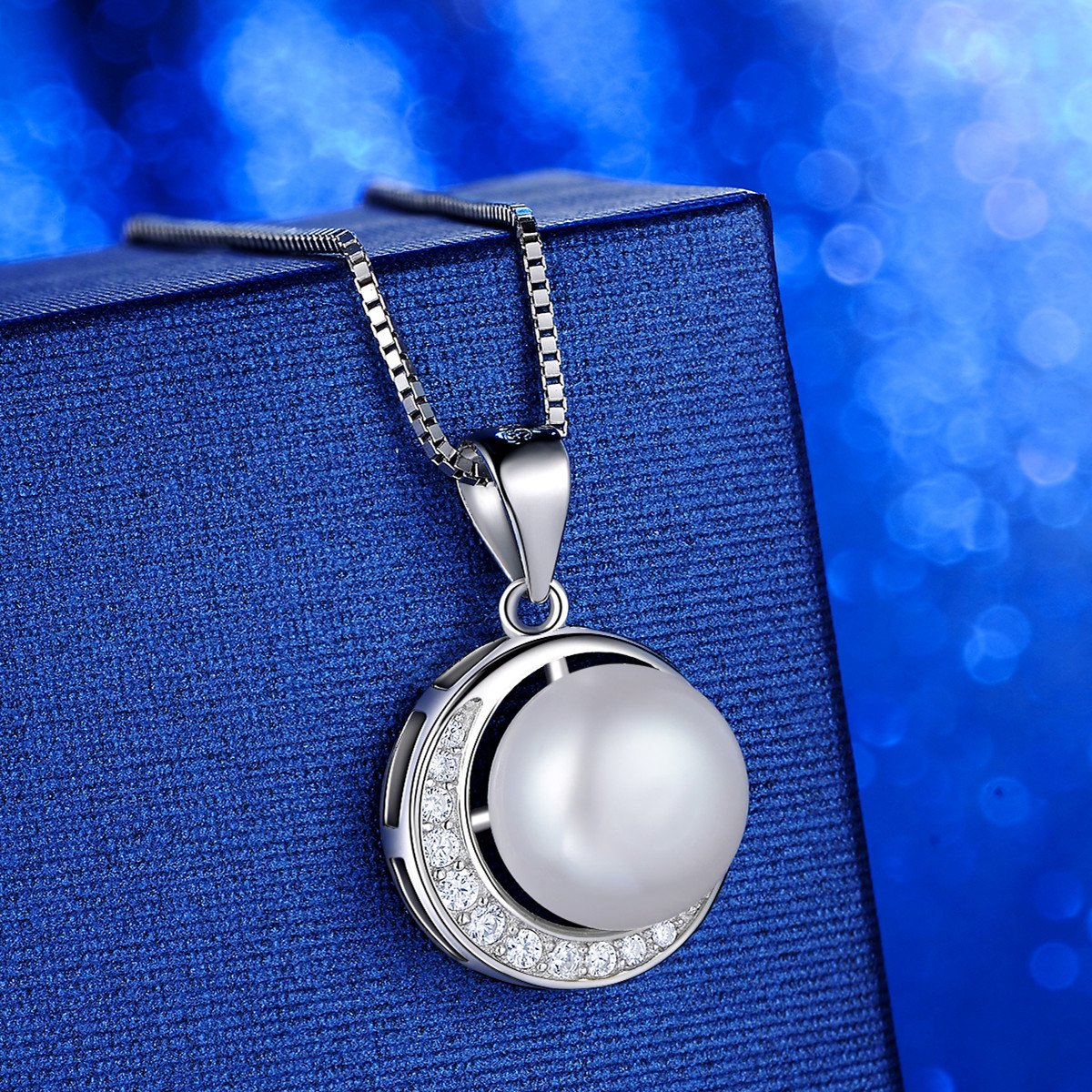 J.Vénus Collana Argento sterling 925 Zircon con un grande perla Buon regalo per amore