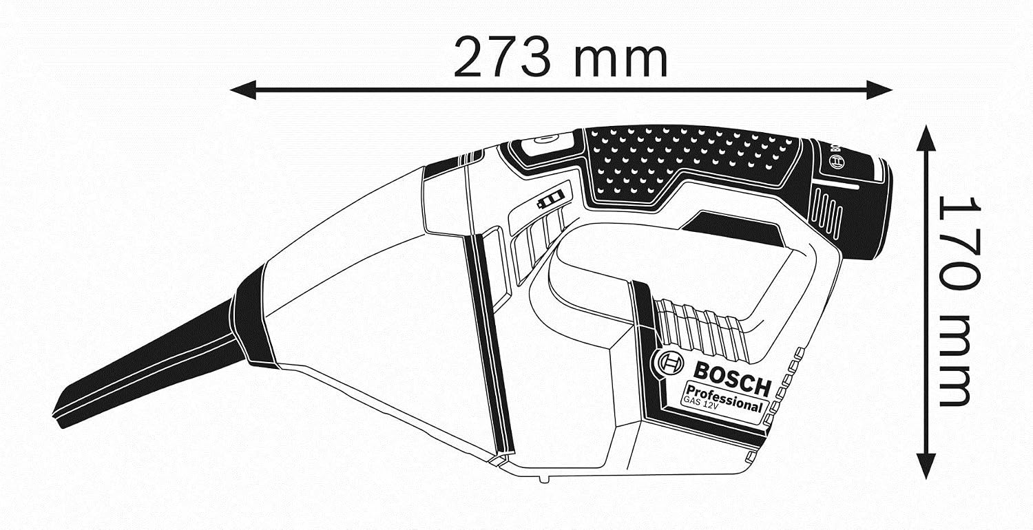 Bosch Professional 12V System Cordless Handheld Vacuum Cleaner GAS 12V (0,35 L container volume, 0.87kg, without battery/charger) - Image 4