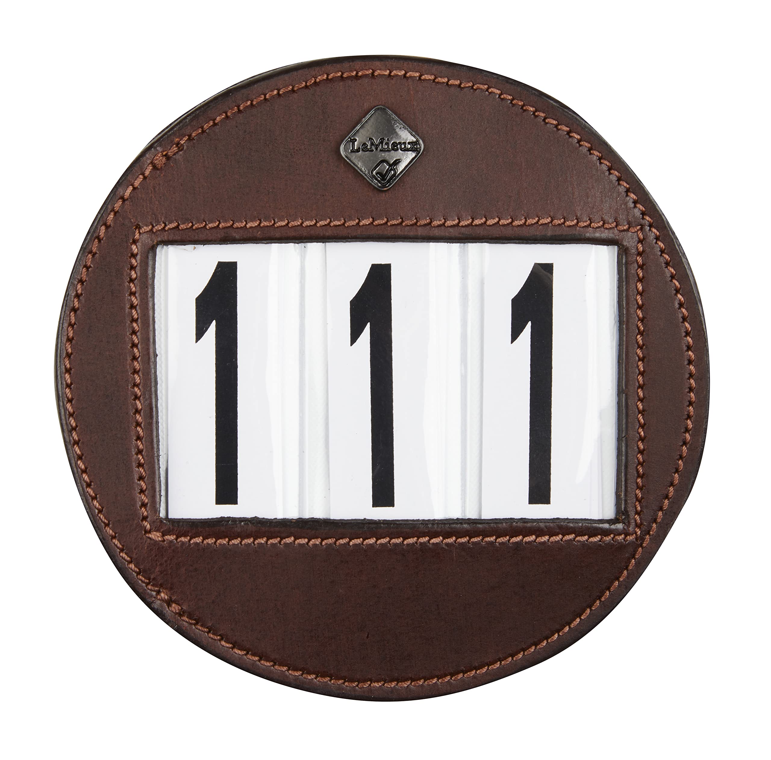 LeMieux Bridle Number Holder in Brown - Durable Leather Material - Attaches Easily with a Strong Fixing Pin - One Size