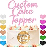 EDSG Personalised Cake Topper Happy Birthday Wedding Glass Pink Baby Pink view 2