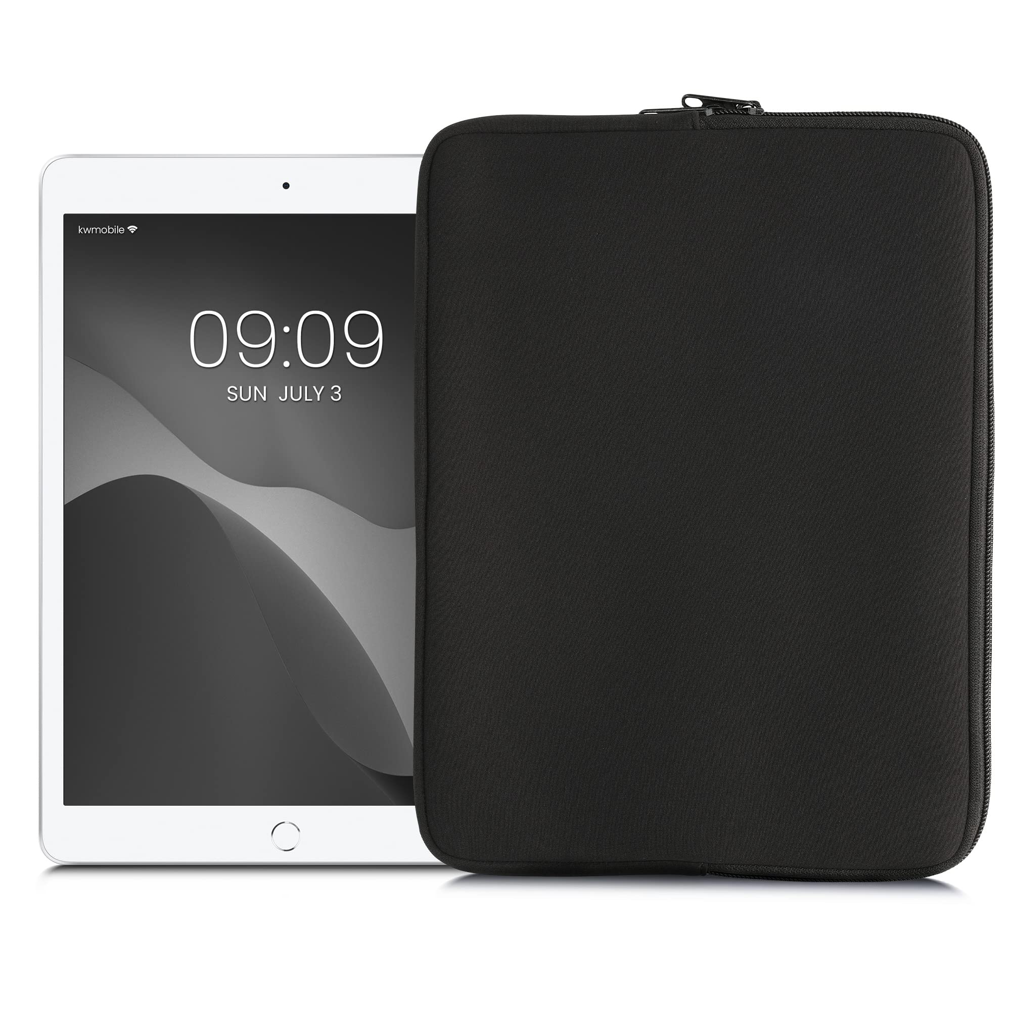 kwmobile Neoprene Pouch Compatible with 12,4"-12,9" Tablet - Universal Sleeve Case Cover with Zipper for Tablet - Black