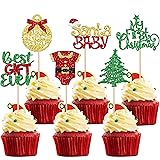 24 PCS Christmas Santa Baby Cupcake Toppers Glitter