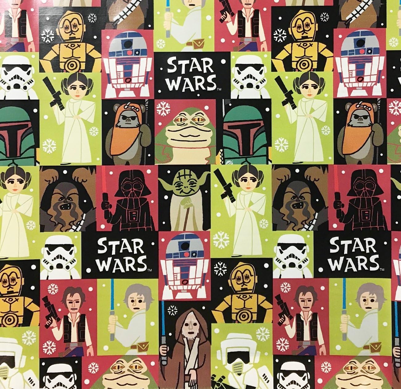 Disney STAR WARS Colorful Collage Christmas Gift Wrapping Paper 70 sq