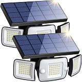 intelamp Outdoor Solar Light 108 LED 1200LM 3-Head Motion Sensor 2 Pack