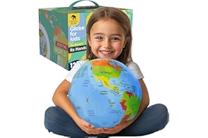 OneZa 12” Soft World Globe for Kids | Fun & Educational, Playfully Colored with US States Legend and Canadian Provinces | Interactive Globe to Learn through Play | Geography for Kids Toys