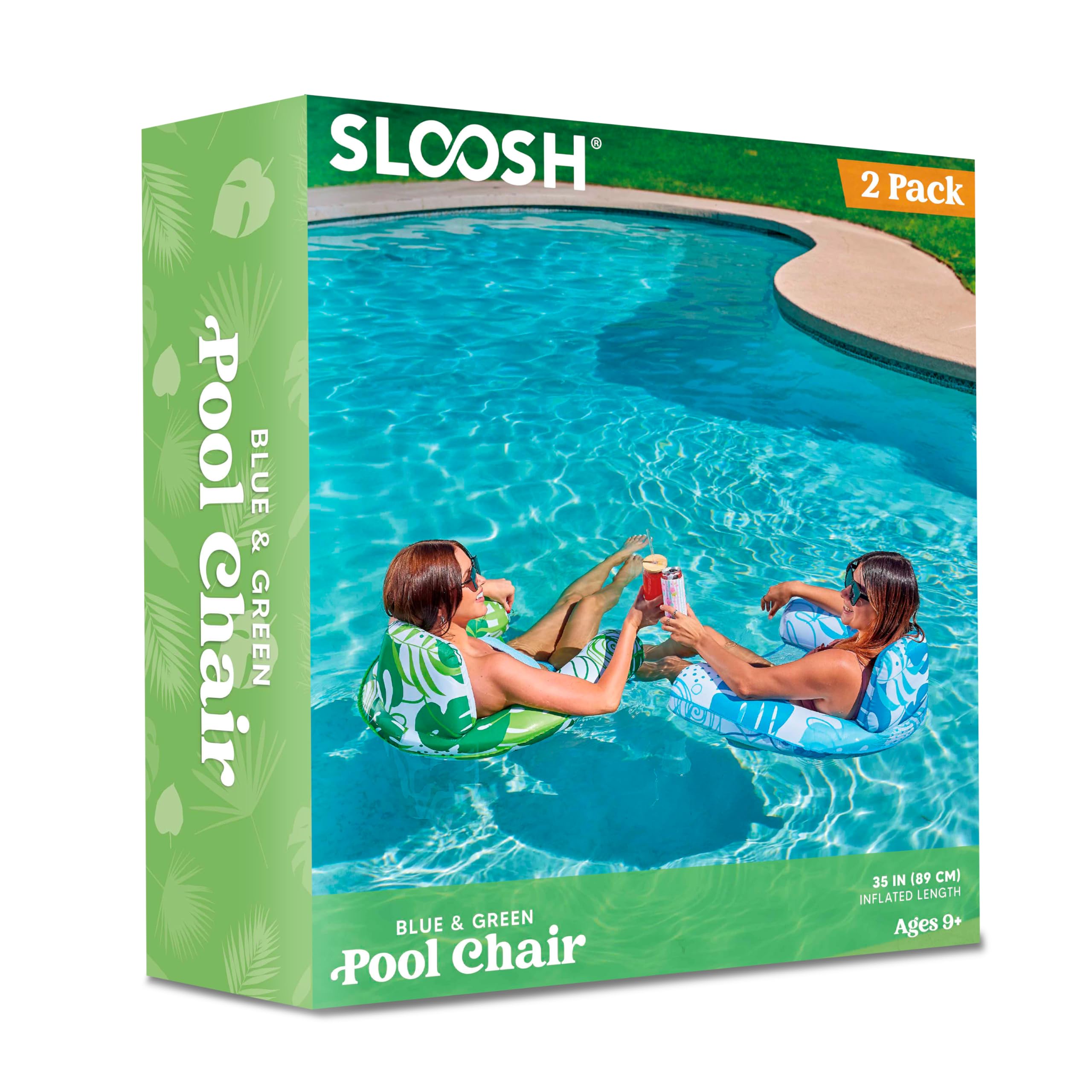SLOOSH Pool Floats Chairs Adult,2 Pack Floating Water Hammock Chair,Inflatable Lounge with headrest for Adults,Blow up Pool Noodles Floats for Swimming Party Summer Water Fun