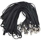 Bird Fiy Black Lanyards 100 Pack Bulk Badge Lanyards with Clip Neck Flat Lanyard with Badge Lanyard Bulldog Clip