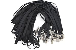 Bird Fiy Black Lanyards 100 Pack Bulk Badge Lanyards with Clip Neck Flat Lanyard with Badge Lanyard Bulldog Clip