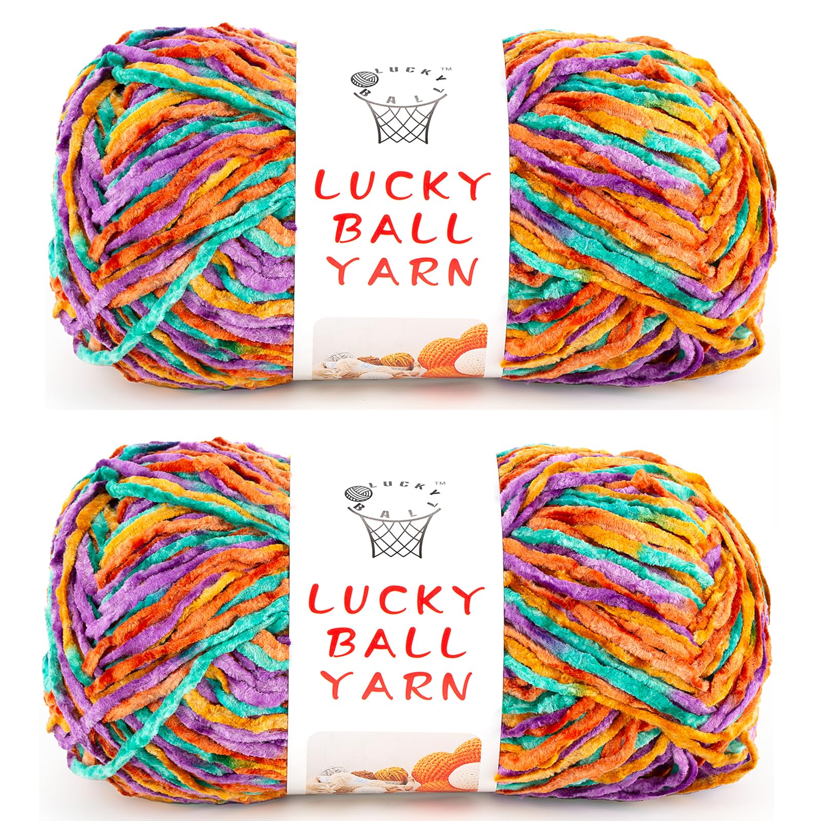 Photo 1 of 200g Soft Chenille Yarn Blanket Yarn,Yarn for Crafts,Yarn for Crocheting,Fancy Yarn for Crochet,Crochet Yarn for Sweater/Hat/Blankets/DIY Craft(PurpleOrange)