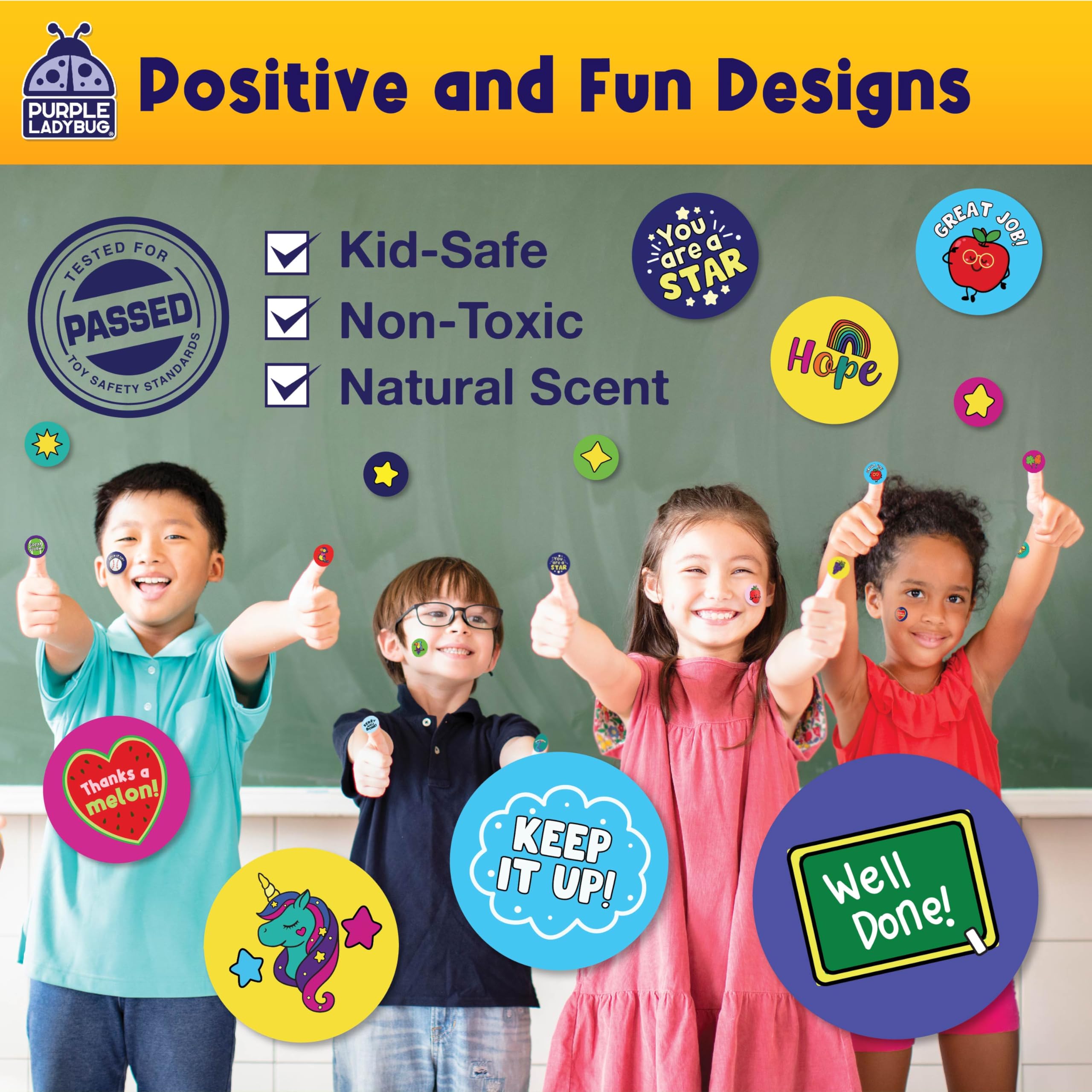 Purple Ladybug 1260 Variety Scratch and Sniff Stickers - 15 Unique Scents - Fun and Motivational Rewards for Kids and Teachers Must Haves, Smelly Sticker for Classroom, & Back to School Gift